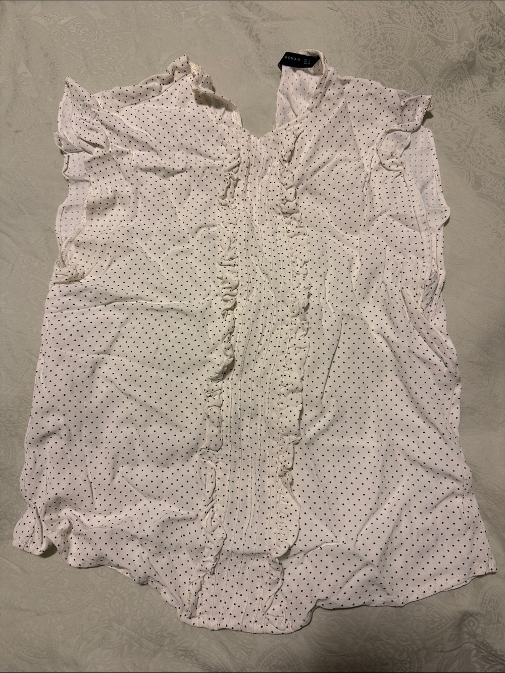 Zara White Blouse with Black Polka Dots